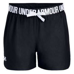 Under Armour Girls Shorts Sm Black White Logo Play Up Athletic Activewear Sporty